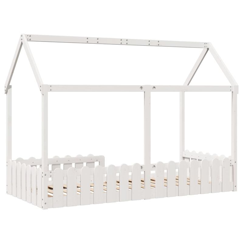 Casa si Gradina - Mobilier - Paturi si accesorii - Paturi - Cadru pat tip casa pentru copii alb 90x200 cm lemn masiv de pin - Infinity.ro