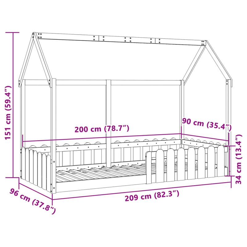 Casa si Gradina - Mobilier - Paturi si accesorii - Paturi - Cadru pat tip casa pentru copii alb 90x200 cm lemn masiv de pin - Infinity.ro