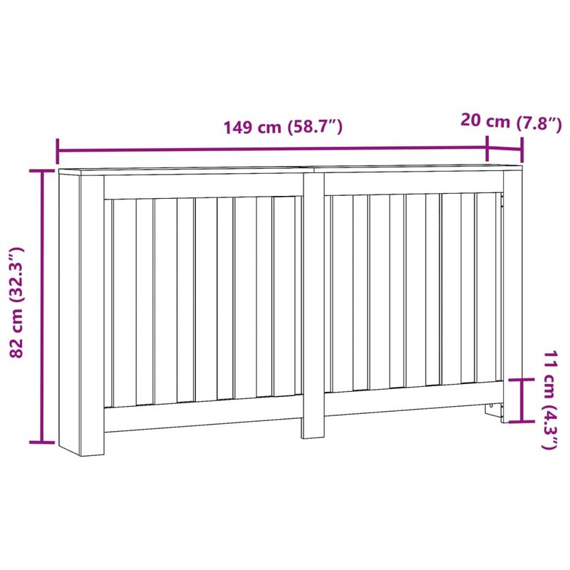 Casa si Gradina - Termice - Calorifere si accesorii - Accesorii calorifere - Masca pentru calorifer, lemn vechi, 149x20x82cm, lemn prelucrat - Infinity.ro