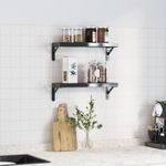 Casa si Gradina - Mobilier - Biblioteci si rafturi - Rafturi - Suporturi rafturi, 4 buc., 15x2,5x11,5 cm negru otel inoxidabil - Infinity.ro