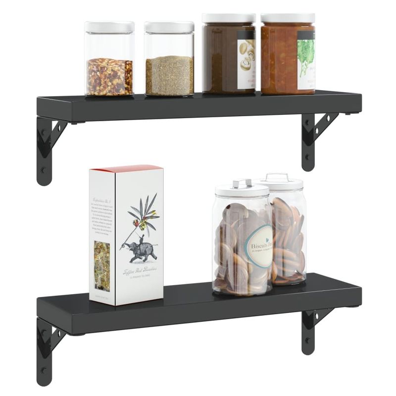 Casa si Gradina - Mobilier - Biblioteci si rafturi - Rafturi - Suporturi rafturi, 4 buc., 15x2,5x11,5 cm negru otel inoxidabil - Infinity.ro