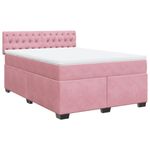 Casa si Gradina - Mobilier - Paturi si accesorii - Paturi - Pat box spring cu saltea, roz, 160x200 cm, catifea - Infinity.ro