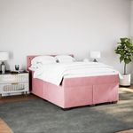 Casa si Gradina - Mobilier - Paturi si accesorii - Paturi - Pat box spring cu saltea, roz, 160x200 cm, catifea - Infinity.ro