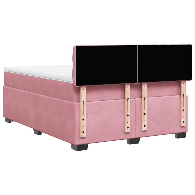 Casa si Gradina - Mobilier - Paturi si accesorii - Paturi - Pat box spring cu saltea, roz, 160x200 cm, catifea - Infinity.ro