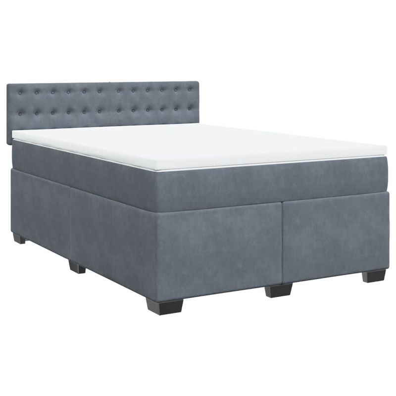 Casa si Gradina - Mobilier - Paturi si accesorii - Paturi - Pat box spring cu saltea, gri inchis, 160x200 cm, catifea - Infinity.ro