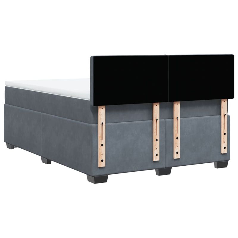 Casa si Gradina - Mobilier - Paturi si accesorii - Paturi - Pat box spring cu saltea, gri inchis, 160x200 cm, catifea - Infinity.ro