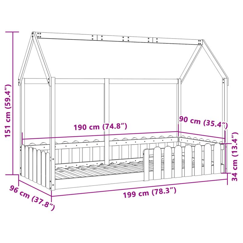 Casa si Gradina - Mobilier - Paturi si accesorii - Paturi - Cadru pat tip casa pentru copii alb 90x190 cm lemn masiv de pin - Infinity.ro