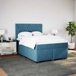 Casa si Gradina - Mobilier - Paturi si accesorii - Paturi - Pat box spring cu saltea, albastru, 160x200 cm, catifea - Infinity.ro