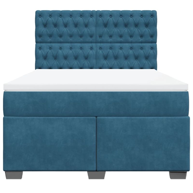 Casa si Gradina - Mobilier - Paturi si accesorii - Paturi - Pat box spring cu saltea, albastru, 160x200 cm, catifea - Infinity.ro