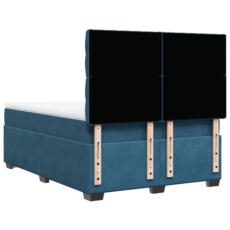 Casa si Gradina - Mobilier - Paturi si accesorii - Paturi - Pat box spring cu saltea, albastru, 160x200 cm, catifea - Infinity.ro
