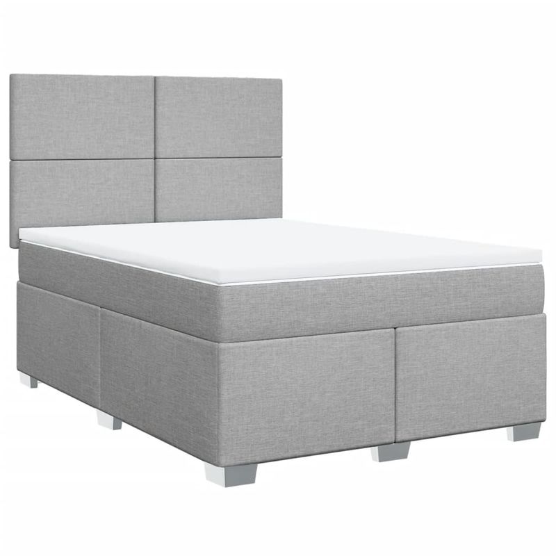 Casa si Gradina - Mobilier - Paturi si accesorii - Paturi - Pat continental cu saltea, gri deschis, 160x200 cm, textil - Infinity.ro
