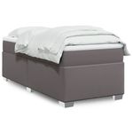 Casa si Gradina - Mobilier - Paturi si accesorii - Paturi - Pat box spring cu saltea, gri, 100x200 cm, piele ecologica - Infinity.ro