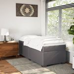 Casa si Gradina - Mobilier - Paturi si accesorii - Paturi - Pat box spring cu saltea, gri, 100x200 cm, piele ecologica - Infinity.ro