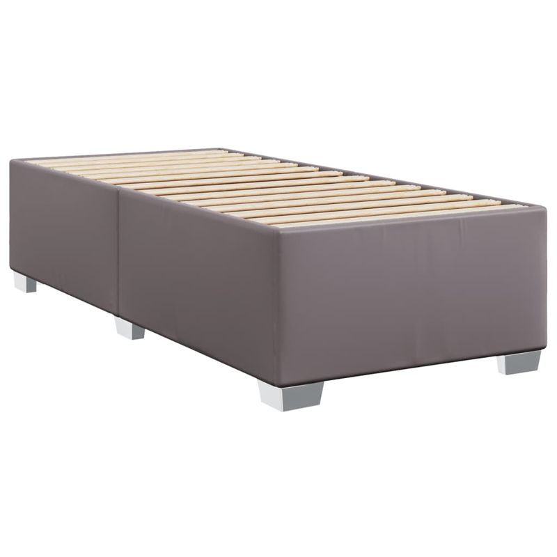 Casa si Gradina - Mobilier - Paturi si accesorii - Paturi - Pat box spring cu saltea, gri, 100x200 cm, piele ecologica - Infinity.ro