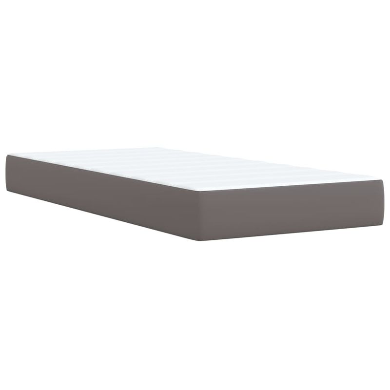 Casa si Gradina - Mobilier - Paturi si accesorii - Paturi - Pat box spring cu saltea, gri, 100x200 cm, piele ecologica - Infinity.ro