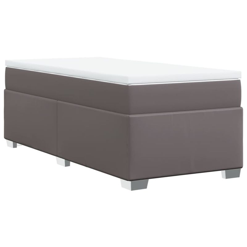 Casa si Gradina - Mobilier - Paturi si accesorii - Paturi - Pat box spring cu saltea, gri, 100x200 cm, piele ecologica - Infinity.ro