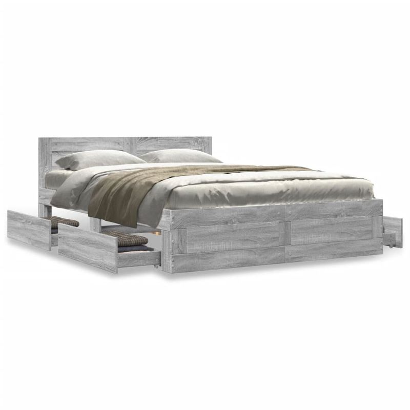 Casa si Gradina - Mobilier - Paturi si accesorii - Paturi - Cadru de pat cu tablie gri sonoma 120x190 cm lemn prelucrat - Infinity.ro