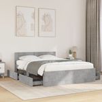 Casa si Gradina - Mobilier - Paturi si accesorii - Paturi - Cadru de pat cu tablie gri beton 140x200 cm lemn prelucrat - Infinity.ro