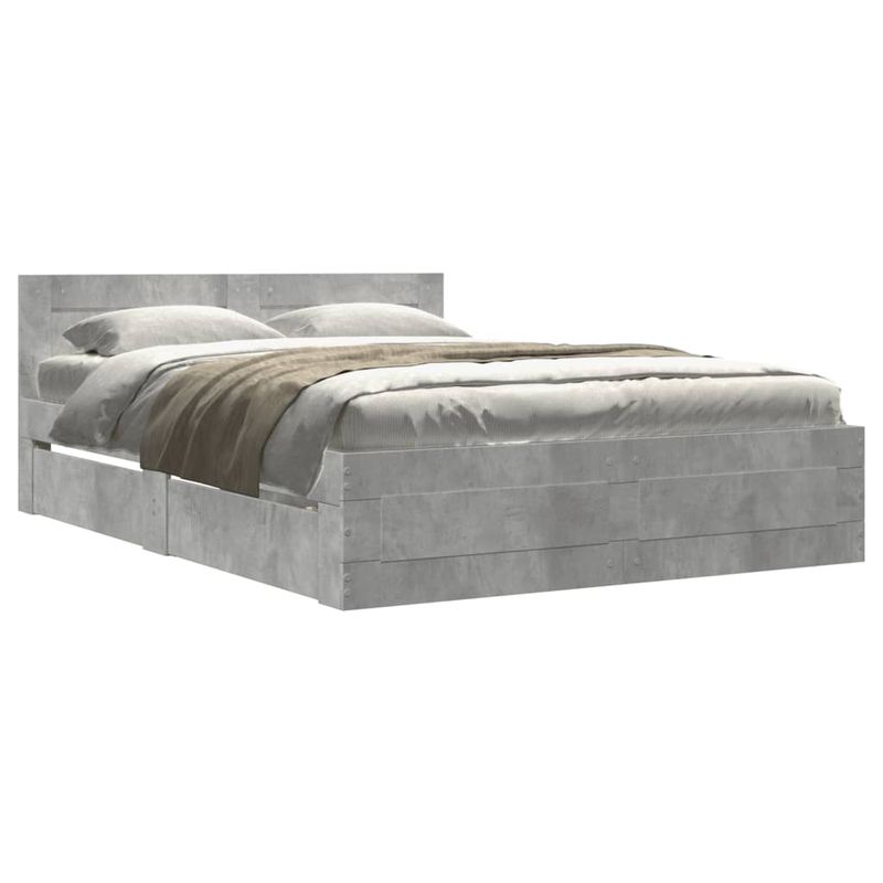 Casa si Gradina - Mobilier - Paturi si accesorii - Paturi - Cadru de pat cu tablie gri beton 140x200 cm lemn prelucrat - Infinity.ro