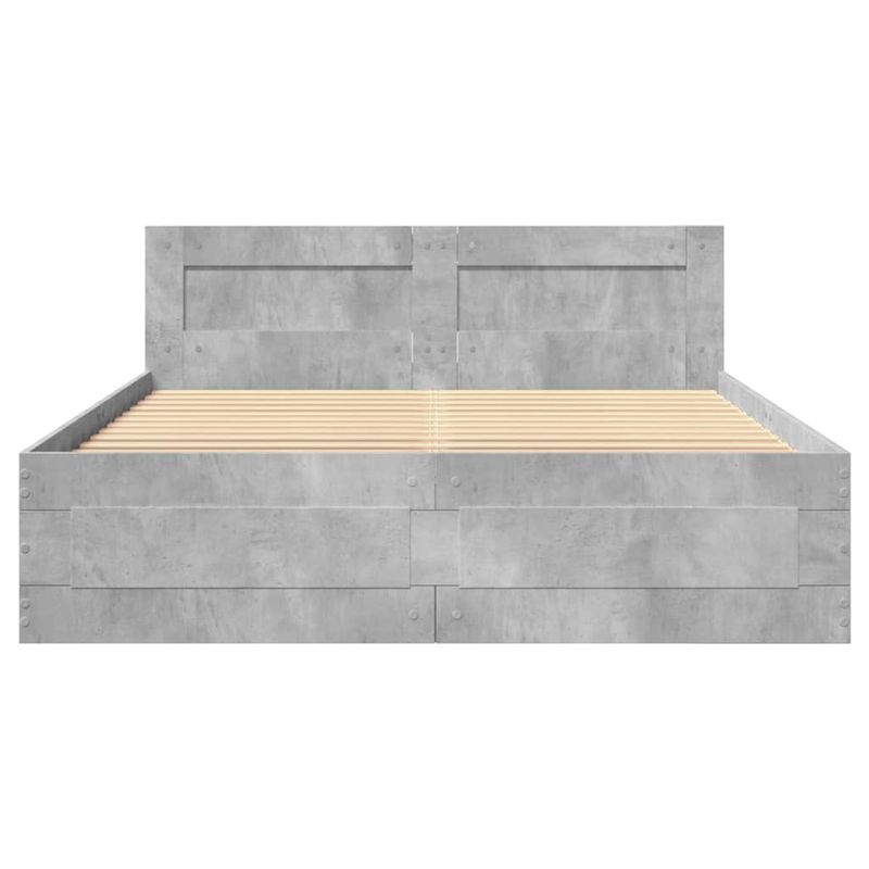 Casa si Gradina - Mobilier - Paturi si accesorii - Paturi - Cadru de pat cu tablie gri beton 140x200 cm lemn prelucrat - Infinity.ro