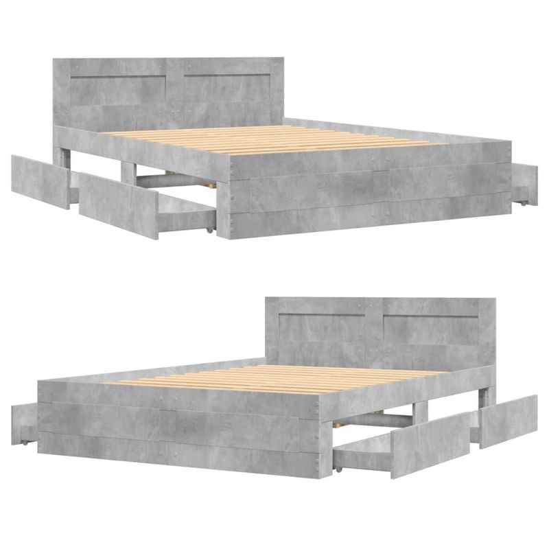 Casa si Gradina - Mobilier - Paturi si accesorii - Paturi - Cadru de pat cu tablie gri beton 140x200 cm lemn prelucrat - Infinity.ro