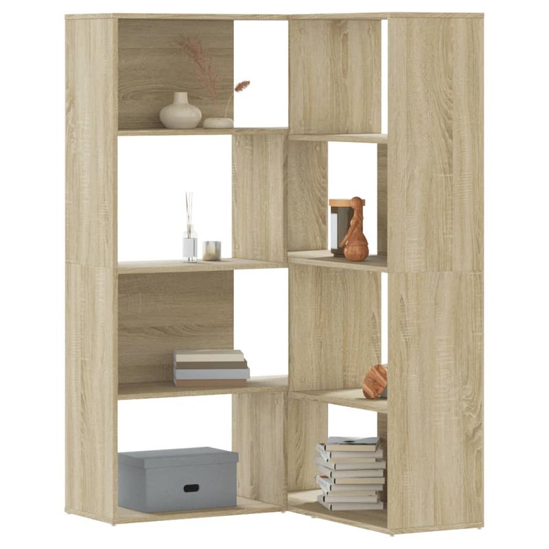 Casa si Gradina - Mobilier - Biblioteci si rafturi - Biblioteci - Biblioteca de colt cu 4 niveluri stejar sonoma 85x85x140cm lemn - Infinity.ro