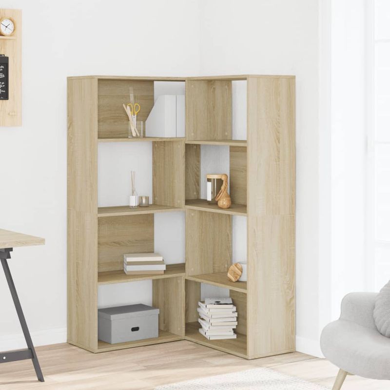 Casa si Gradina - Mobilier - Biblioteci si rafturi - Biblioteci - Biblioteca de colt cu 4 niveluri stejar sonoma 85x85x140cm lemn - Infinity.ro