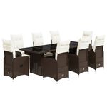 Casa si Gradina - Gradina si terasa - Mobilier exterior - Seturi mobila gradina - Set bistro de gradina cu perne, 9 piese, maro, poliratan - Infinity.ro