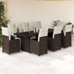 Casa si Gradina - Gradina si terasa - Mobilier exterior - Seturi mobila gradina - Set bistro de gradina cu perne, 9 piese, maro, poliratan - Infinity.ro