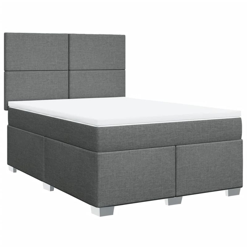 Casa si Gradina - Mobilier - Paturi si accesorii - Paturi - Pat box spring cu saltea, gri inchis, 140x200 cm, textil - Infinity.ro