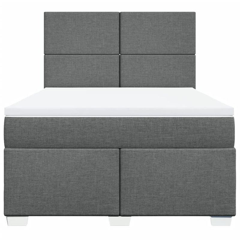 Casa si Gradina - Mobilier - Paturi si accesorii - Paturi - Pat box spring cu saltea, gri inchis, 140x200 cm, textil - Infinity.ro
