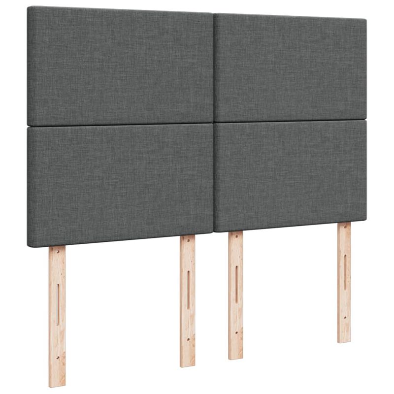 Casa si Gradina - Mobilier - Paturi si accesorii - Paturi - Pat box spring cu saltea, gri inchis, 140x200 cm, textil - Infinity.ro