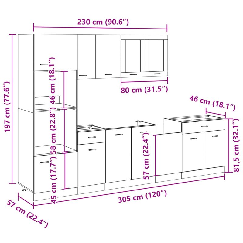 Casa si Gradina - Mobilier - Comode si corpuri - Corpuri bucatarie - Set dulapuri de bucatarie 7 piese stejar sonoma, lemn prelucrat - Infinity.ro