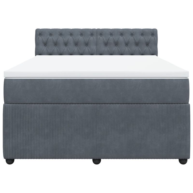 Casa si Gradina - Mobilier - Paturi si accesorii - Paturi - Pat box spring cu saltea, gri inchis, 160x200 cm, catifea - Infinity.ro