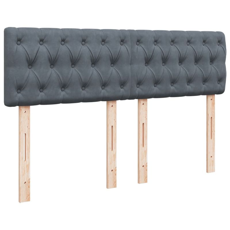 Casa si Gradina - Mobilier - Paturi si accesorii - Paturi - Pat box spring cu saltea, gri inchis, 160x200 cm, catifea - Infinity.ro