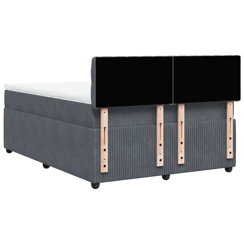 Casa si Gradina - Mobilier - Paturi si accesorii - Paturi - Pat box spring cu saltea, gri inchis, 160x200 cm, catifea - Infinity.ro