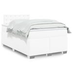 Casa si Gradina - Mobilier - Paturi si accesorii - Paturi - Pat box spring cu saltea, alb, 120x190 cm, piele ecologica - Infinity.ro