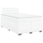 Casa si Gradina - Mobilier - Paturi si accesorii - Paturi - Pat box spring cu saltea, alb, 120x190 cm, piele ecologica - Infinity.ro