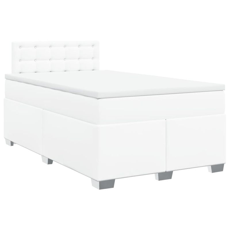Casa si Gradina - Mobilier - Paturi si accesorii - Paturi - Pat box spring cu saltea, alb, 120x190 cm, piele ecologica - Infinity.ro