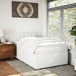 Casa si Gradina - Mobilier - Paturi si accesorii - Paturi - Pat box spring cu saltea, alb, 120x190 cm, piele ecologica - Infinity.ro