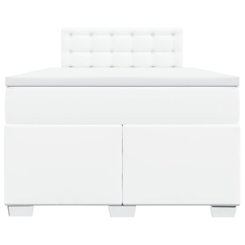 Casa si Gradina - Mobilier - Paturi si accesorii - Paturi - Pat box spring cu saltea, alb, 120x190 cm, piele ecologica - Infinity.ro