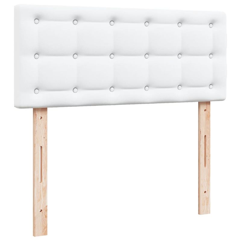 Casa si Gradina - Mobilier - Paturi si accesorii - Paturi - Pat box spring cu saltea, alb, 120x190 cm, piele ecologica - Infinity.ro
