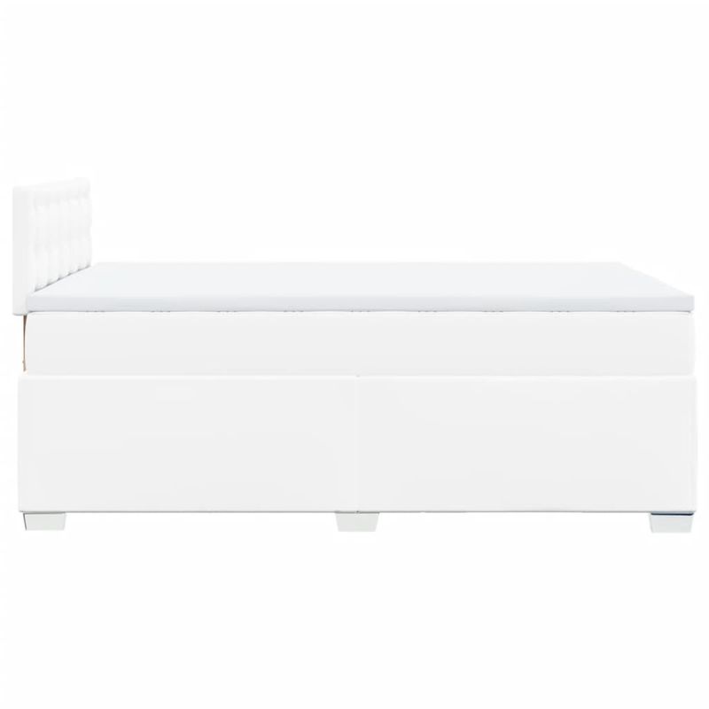 Casa si Gradina - Mobilier - Paturi si accesorii - Paturi - Pat box spring cu saltea, alb, 120x190 cm, piele ecologica - Infinity.ro