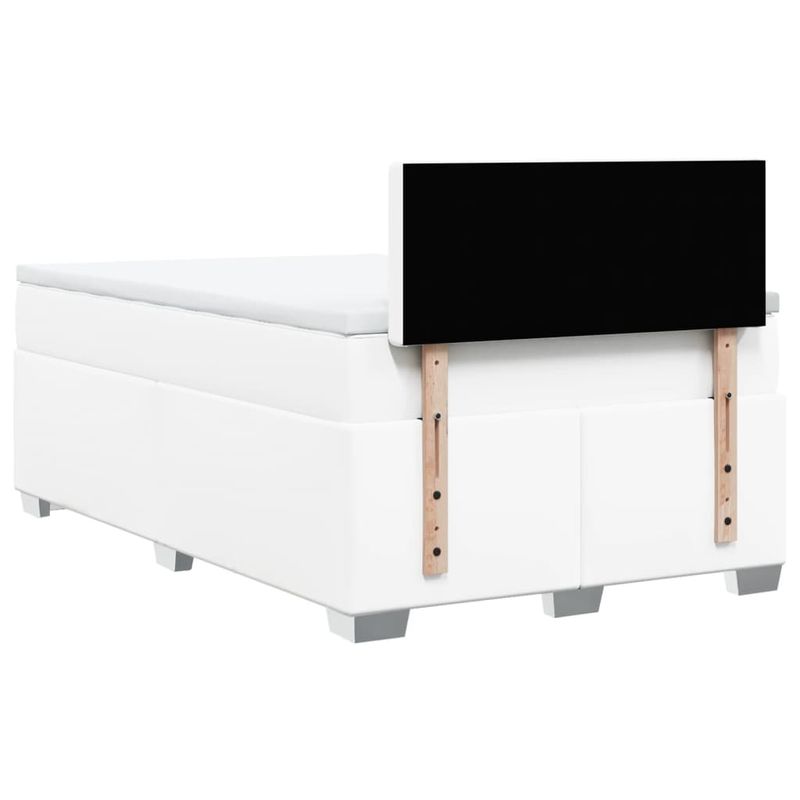 Casa si Gradina - Mobilier - Paturi si accesorii - Paturi - Pat box spring cu saltea, alb, 120x190 cm, piele ecologica - Infinity.ro