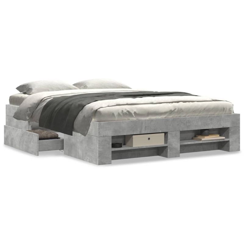 Casa si Gradina - Mobilier - Paturi si accesorii - Paturi - Cadru de pat, gri beton, 120x200 cm, lemn prelucrat - Infinity.ro