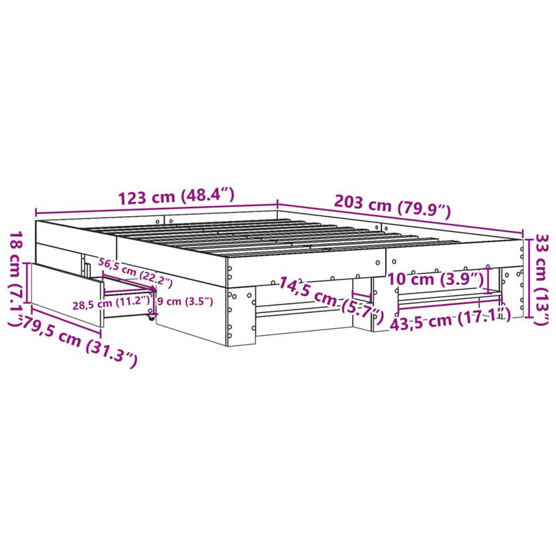 Casa si Gradina - Mobilier - Paturi si accesorii - Paturi - Cadru de pat, gri beton, 120x200 cm, lemn prelucrat - Infinity.ro