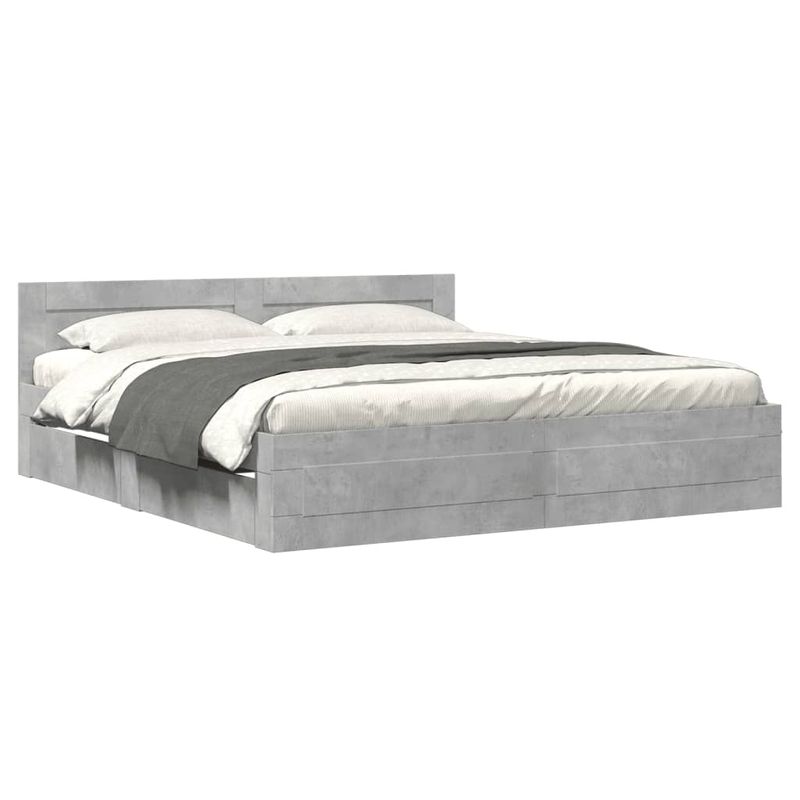 Casa si Gradina - Mobilier - Paturi si accesorii - Paturi - Cadru de pat cu tablie gri beton 180x200 cm lemn prelucrat - Infinity.ro