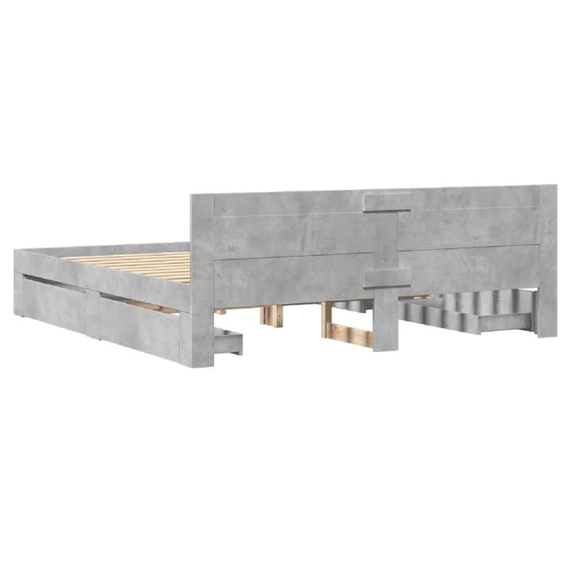Casa si Gradina - Mobilier - Paturi si accesorii - Paturi - Cadru de pat cu tablie gri beton 180x200 cm lemn prelucrat - Infinity.ro