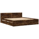 Casa si Gradina - Mobilier - Paturi si accesorii - Paturi - Cadru de pat cu tablie stejar fumuriu 200x200 cm lemn prelucrat - Infinity.ro