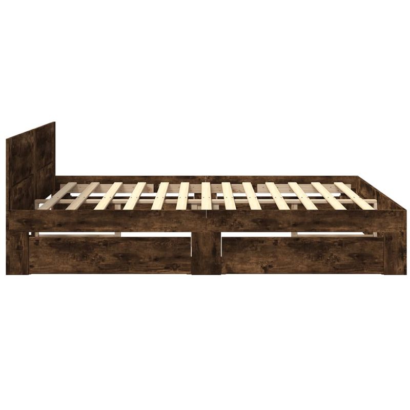 Casa si Gradina - Mobilier - Paturi si accesorii - Paturi - Cadru de pat cu tablie stejar fumuriu 200x200 cm lemn prelucrat - Infinity.ro